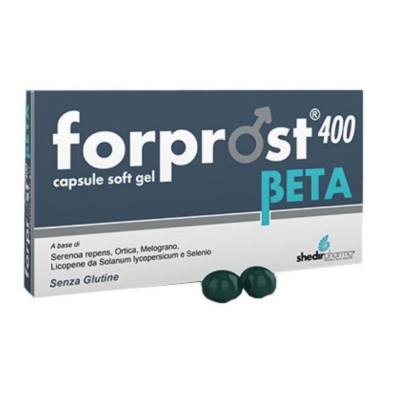 Forprost 400 BETA
Senza Glutine | Naturalmente privo di Lattosio
scatola da 15 capsule soft gel