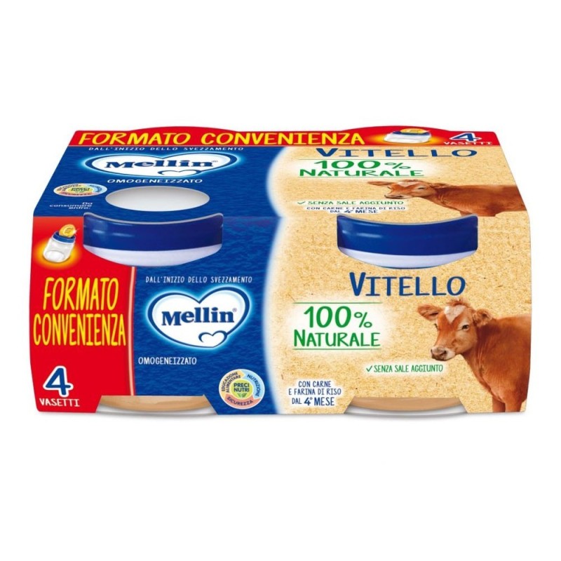 Mellin Omogeneizzato Vitello 4 mesi+ Confezione 4 vasetti 80 g