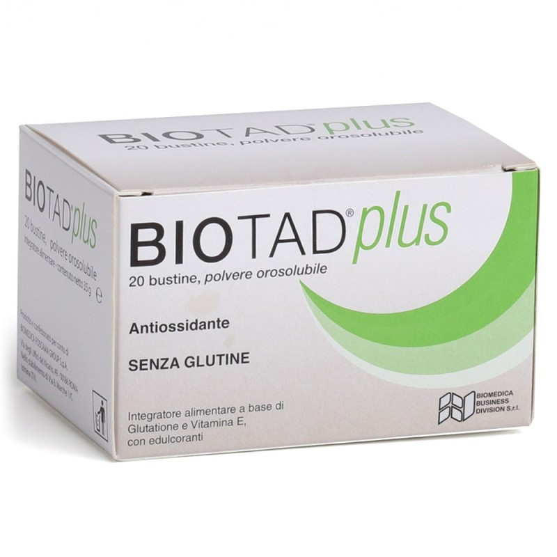 Biotad plus
antiossidante
senza glutine
confezione da 20 bustine polvere orosolubili