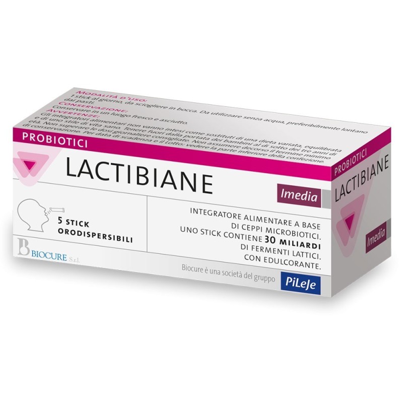 Lactibiane
Imedia
Probiotici
Integratore alimentare a base di ceppi microbiotici