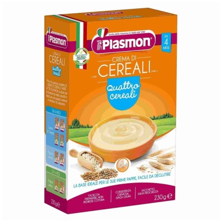 Plasmon
Crema di cereali
quattro cereali
la base ideale per le sue prime pappe, facile da deglutire
4 mesi+