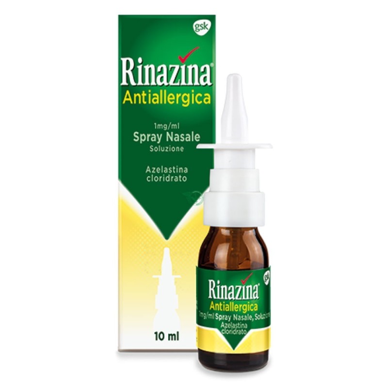 Rinazina
antiallergica
1 mg/ml spray nasale, soluzione
azelastina cloridrato
flaconcino spray da 10 ml