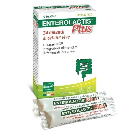 Enterolactis plus
probiotico | 24 miliardi di cellule vive
L. casei DG
Integratore alimentari di fermenti lattici vivi