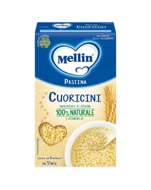 Mellin
Pastina
cuoricini
Ingredienti di origine 100% naturale e vitamina B1
dal 5° mese (dall'inizio dello svezzamento)