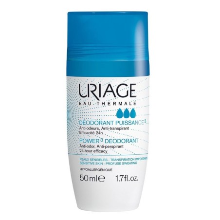 Uriage Power3 deodorant deodorante antiodore, efficacia 24h roll-on 50 ml