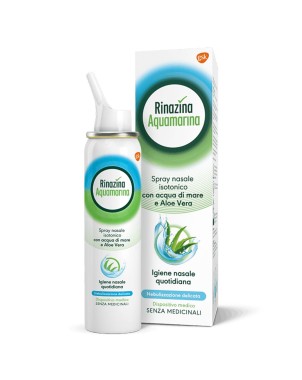 Rinazina
Aquamarina
Spray nasale isotonico
con acqua di mare e aloe vera