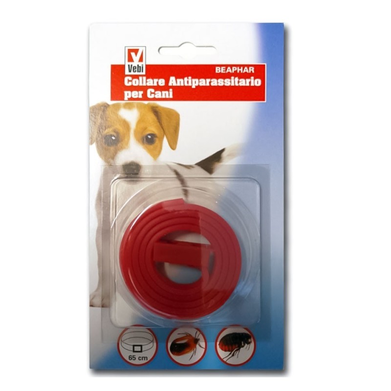 Collare Antiparassitario rosso per cani 65 cm