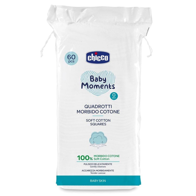 Chicco
Baby moments
Quadrotti morbido cotone
100% morbido cotone
0+ mesi
Confezione da 60 pezzi