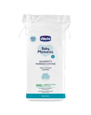 Chicco Baby Moments carrés de coton doux 60 pièces