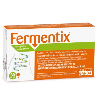 Fermentix
Integratore alimentare a base di fermenti lattici vivi
senza glutine, senza lattosio.
Astuccio da 30 capsule