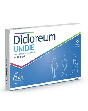 Dicloreum Unidie
136 mg cerotto medicato
mal di schiena e dolori articolari
ibuprofene
24h effetto fino a 24 ore