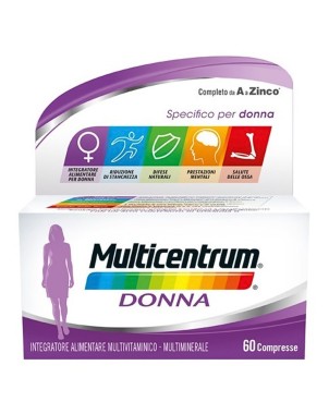 Multicentrum
Donna
Integratore alimentare multivitaminico - multiminerale
completo da A a Zinco
specifico per donna