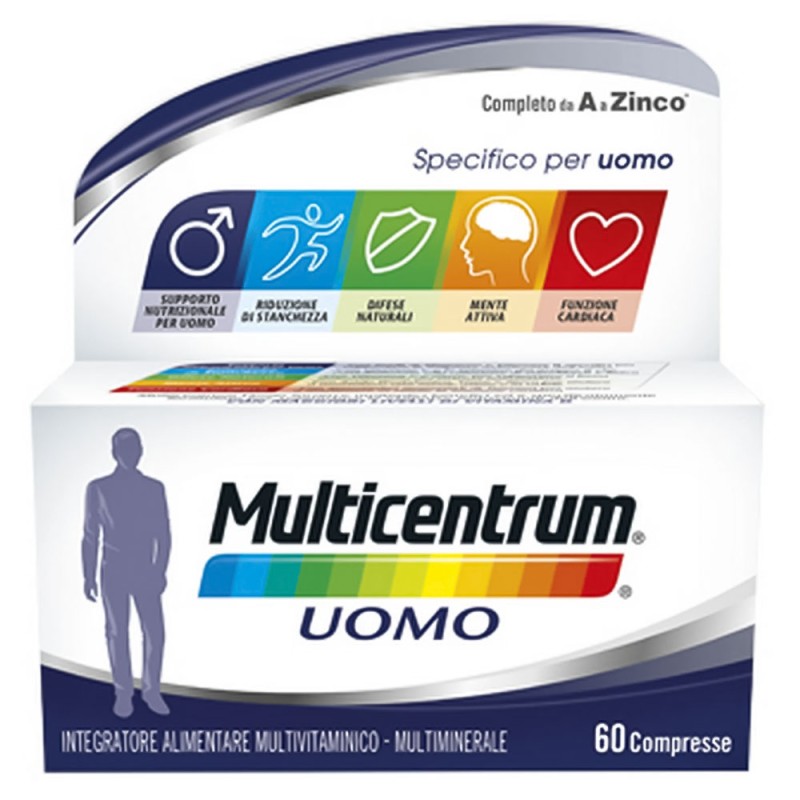 Multicentrum
Uomo
Integratore alimentare multivitaminico - multiminerale
completo da A a Zinco
specifico per uomo