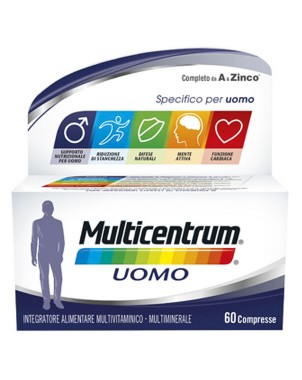 Multicentrum
Uomo
Integratore alimentare multivitaminico - multiminerale
completo da A a Zinco
specifico per uomo