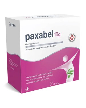 Paxabel
10 g polvere per soluzione orale
macrogol 4000
trattamento sintomatico della stipsi