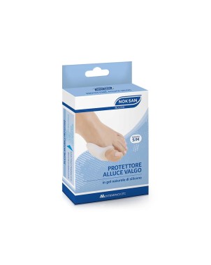 NOK SAN
protettore alluce valgo
in gel naturale di silicone
disponibili in due misure: S/M - L/XL
confezione da 1 pezzo