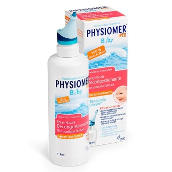 Physiomer Bébé spray nasal hypertonique 115 ml 100% sérum marin, décongestionnant nasal