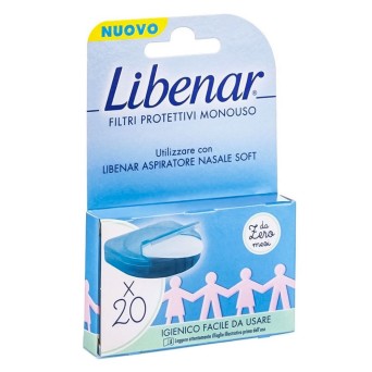 Libenar
filtri aspiratore monouso
utilizzare con libenar aspiratore nasale soft
da zero mesi
igienico facile da usare