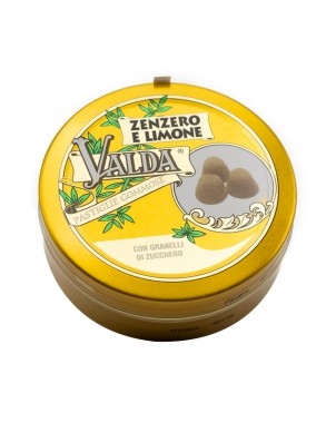 Valda
zenzero e limone
pastiglie gommose
con granelli di zucchero
confezione di latta 50 g