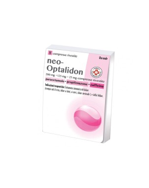 neo-Optalidon
200 mg + 125 mg + 25 mg compresse rivestite
paracetamolo + propifenazone + caffeina