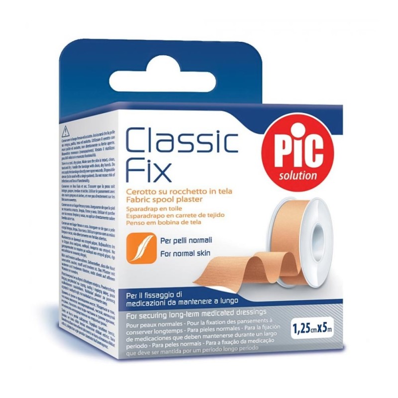 PiC solution
Classic Fix
cerotto su rocchetto in tela
per pelli normali
per il fissaggio di medicazioni da mantenere a lungo