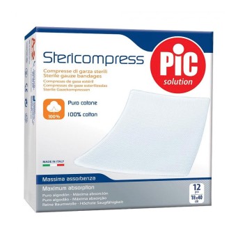 PiC solution
Stericompress
compresse di garza sterili
100% puro cotone
massima assorbenza