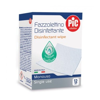 PiC solution
fazzolettino disinfettante
con clorexidina
monouso
confezione da 12 pezzi