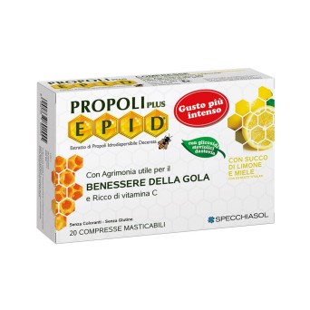 E.P.I.D.
Propoli Plus
con Agrimonia utile per il benessere della gola e ricco di vitamina C
con succo di limone e miele