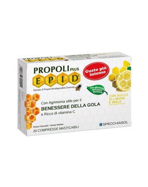 E.P.I.D.
Propoli Plus
con Agrimonia utile per il benessere della gola e ricco di vitamina C
con succo di limone e miele