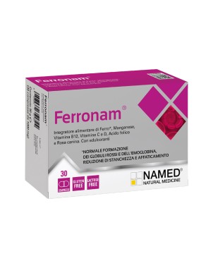 Ferronam
Integratore alimentare di ferro*, manganese, vitamina B12, vitamina C e D, acido folico e rosa canina.