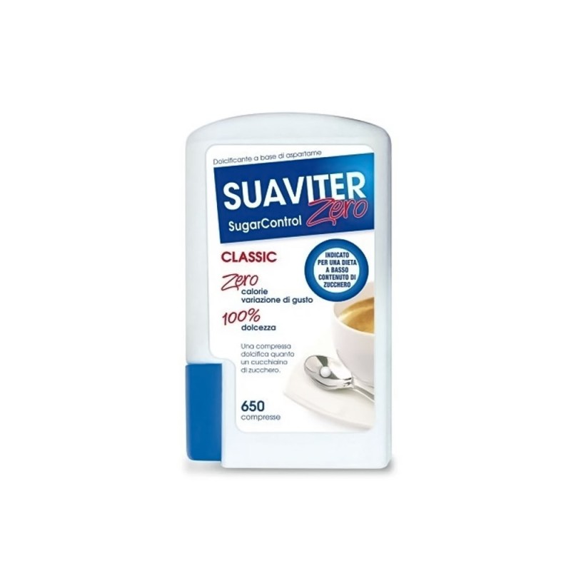 Suaviter
zero classic
aspartame
il primo l'originale zero calorie
confezione da 650 compresse