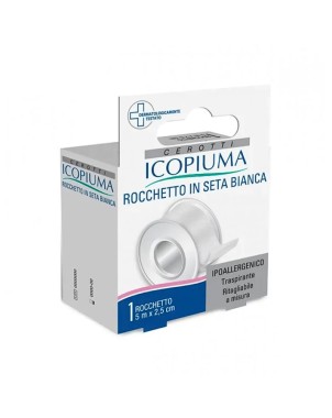 Icopiuma
rocchetto in seta bianca
Ipoallergenico | traspirante | ritagliabile a misura
formato 5 m x 2,5 cm