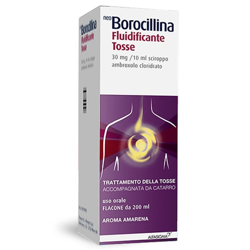 Neo Borocillina
fluidificante tosse
30 mg /10 ml sciroppo Trattamento della tosse, accompagnato da catarro.