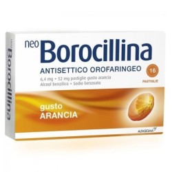 Neoborocillina antisettico orofaringeo scatola da 16 pastiglie gusto arancia