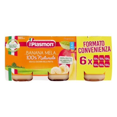 Plasmon omogeneizzato banana mela Confezione 6 vasetti da 104 g