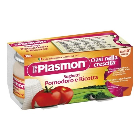Plasmon
Sughetto
Pomodoro e Ricotta
10 mesi+
Confezione 2 vasetti da 80 g
