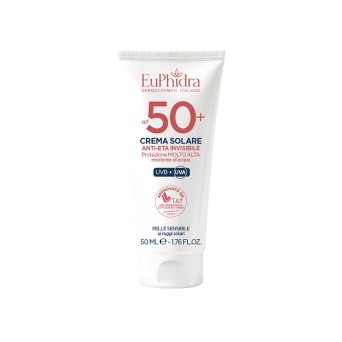 EuPhidra
Crema Solare
Anti-età invisibile
SPF 50+ protezione molto alta | UVB + UVA
pelle sensibile ai raggi solari