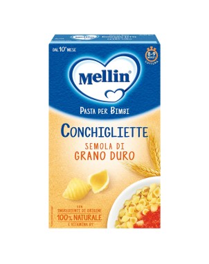 Mellin
pasta per bimbi
Conchigliette
semola di grano duro
Ingredienti di origine 100% naturale e vitamina B1