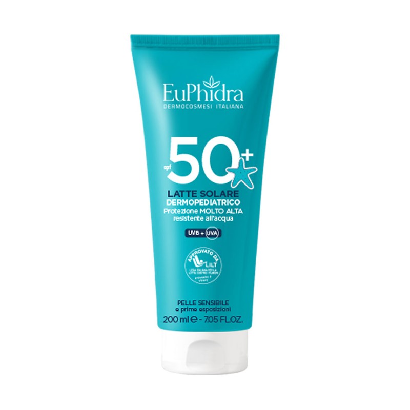 EuPhidra
Latte Solare
Dermopediatrico
SPF 50+ (protezione molto alta) UVA + UVB
resistente all'acqua