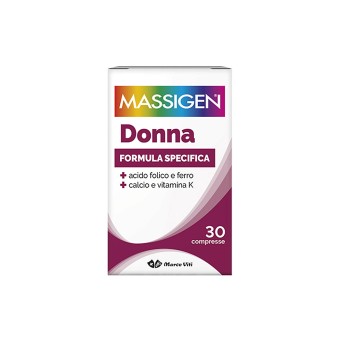 Massigen
Donna
formula specifica
+ acido folico e ferro
+calcio e vitmina K
pilloliera da 30 compresse