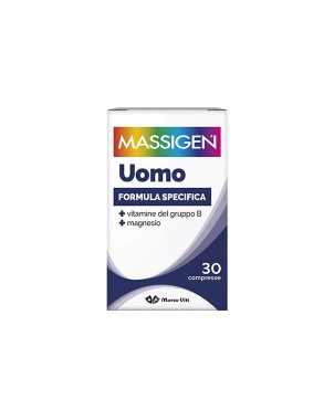 Massigen
Uomo
formula specifica
+vitamine del gruppo B
+ magnesio
pilloliera da 30 compresse