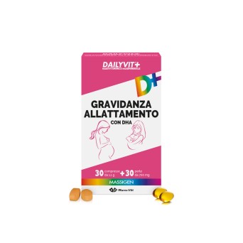 Massigen
gravidanza allattamento
con DHA
confezione da 30 compresse rivestite + 30 perle