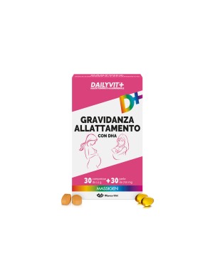 Massigen
gravidanza allattamento
con DHA
confezione da 30 compresse rivestite + 30 perle