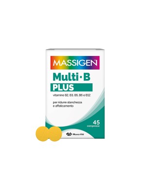 Massigen
Multi-B Plus
vitamine B2, B3, B5, B6 e B12
per ridurre stanchezza e affaticamento
scatola da 45 compresse