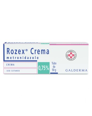 Rozex
0,75% crema
metronidazolo
uso cutaneo
tubo da 50 g