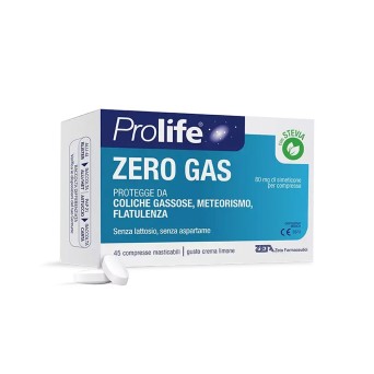 Prolife
Zero Gas
Protegge da coliche gassose, meteorismo, flatulenza
80 mg di simeticone per compresse