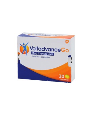 VoltadvanceGO
25 mg capsule molli
diclofenac epolamina
scatola da 20 capsule molli