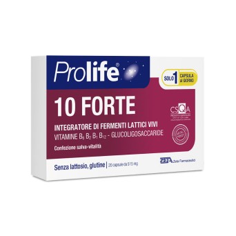 Prolife
10 forte
integratore di fermenti lattici vivi
vitamine B6 B12 B1 B12 - glucoligosaccaride