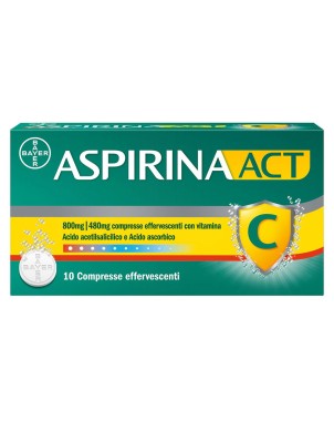ASPIRINA ACT
800mg | 480mg compresse effervescenti con vitamina C
Acido acetilsalicilico e acido ascorbico