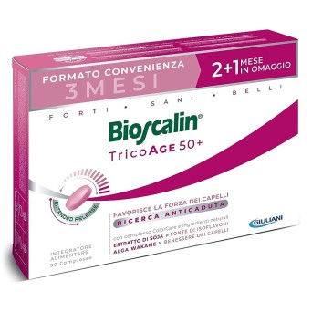 Bioscalin
TricoAge 50+
favorisce la forza dei capelli
integratore alimentare
3 mesi (2+1 mese in omaggio)